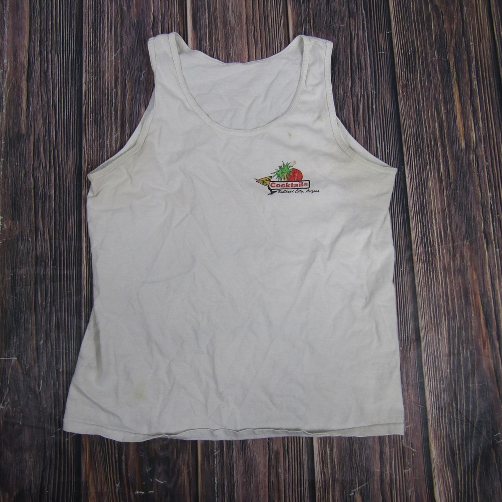 Cocktails Bullhead City Arizona Shirt Mens Medium White Tank Top Graphic